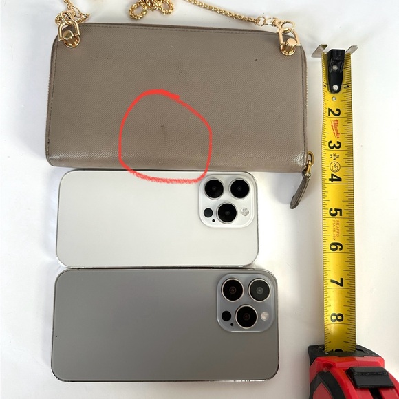 💯 PRADA Logo Gray Saffiano Leather Zippered Wallet on Chain w/ auth cert - Picture 10 of 12